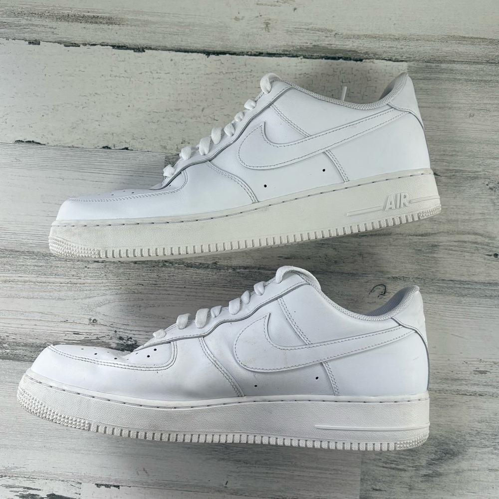 Nike Air Force 1 Men’s Size 14 Low Top Lace Triple White Breathable Upper - Picture 8 of 10
